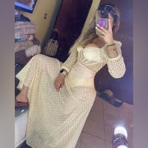 Crochet Beach Cover-Up Dress with swimsuit